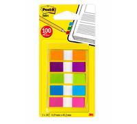 3M Post-it Index Mini 683-5CB2, 11,9 mm x 43,2 mm, orange, violet, vert citron, bleu, rose, 5 x 20 bandes adhésives x24 morceau