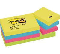 3M Post-it Notes 653TFEN, 51 mm x 38 mm, vert fluo, ultra bleu, ultra jaune, ultra rose, 12 blocs de 100 feuilles x24 morceau