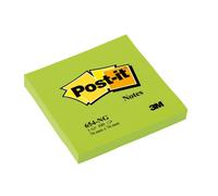 3M Post-it Notes 654NGR, 76 mm x 76 mm, vert fluo, 1 bloc de 100 feuilles x72 morceau
