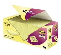 3M Post-it Notes Promotion 654-P14CY+4SSCY 14 blocs de Post-it Notes à 100 feuilles, jaune, 76 mm x 76 mm, certifiés PEFC, y compris 4 blocs de Post-it Super Sticky Notes à 90 feuilles, jaune, 76 mm x