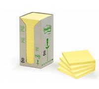 3M Post-it Recycling Notes 654-1T, 76 mm x 76 mm, jaune, 16 blocs de 100 feuilles x10 morceau