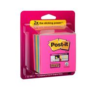 3M Post-it Super Sticky Cube 2028-SS-RBWC 1 cube de 440 feuilles, rouge coquelicot, turquoise, ultra jaune, bleu, rouge coquelicot, 76 mm x 76 mm, certifié PEFC x12 morceau
