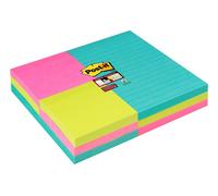 3M Post-it Super Sticky Notes 4633-SS9MIA-EU 9 blocs de 90 feuilles, turquoise, vert fluo, -rose, 6 blocs 76 mm x 76 mm, non lignés & 3 blocs 101 mm x 152 mm, lignés, certifiés PEFC x6 morceau