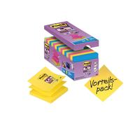 3M Post-it Super Sticky Z-Notes R330S16, 76 mm x 76 mm, ultra bleu, ultra jaune, ultra rose, vert tilleul, 16 blocs de 90 feuilles x10 morceau