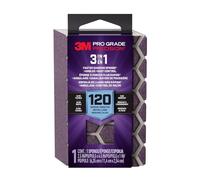 3M Pro Grade Precision Éponge abrasive 3 en 1, grain moyen 120, pour le travail du bois, la préparation des cloisons sèches et la finition, 6,3 x 11,4 x 2,5 cm