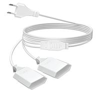 3M Rallonge de Câble d'alimentation, Câble D'extension 2 en 1 Européenne vers Double Prise Européenne de Type C, 0,75 mm² Max. 2.5A/250V pour Lampe de Projecteur de Moniteur D'ordinateur TV PC, Blanc