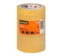 Scotch Ruban adhésif 508 - Transparent 19 mm x 66 m - Déchirable à main - Lot de 8