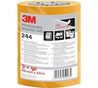 3M Ruban Adhesif de Masquage Professionnel, Haute Précision, Intérieur & Extérieur 48 mm x 50 m, 3 Rouleaux - Compatible avec des Peintures a base Aqueuse et Solvants