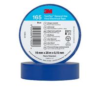 3M Temflex 165 Ruban isolant électrique en vinyle, bleu, 19 mm x 20 m, 0,15 mm x100 morceau