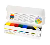 3M ruban adhésif en PVC souple, set de marquage au sol 5S, 3M 471F 1x jaune, 1x orange, 1x rouge, 1x vert, 1x bleu, 1x noir, 3M 5702 1x jaune-noir, 3M 5700 1x blanc-noir, 50 mm x 33 m, 0,13 mm x1 morc