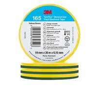 3M Ruban isolant électrique Temflex 165 vert/jaune 19 mm x 20 m 0,15 mm 100 pièces