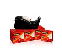 3M Scotch C60 Dérouleur de table noir + 10 boîtes de ruban adhésif Scotch Crystal 19 mm x 33 m x6 morceau