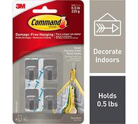 3M Scotch CMD-HK Crochets de commande: Small Stainless Steel Hooks [4 hooks per pack] (Acier Inoxydable)