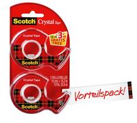 3M Scotch Crystal Dérouleur manuel Promotion 2 rouleaux 19 mm x 12 m + 3,2 m GRATUIT dans le dérouleur manuel jetable x24 morceau