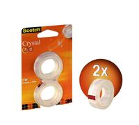 3M Scotch Crystal Recharge de ruban adhésif avec 2 rouleaux de 12 mm x 10 m, transparent, 6-1210R2 x12 morceau