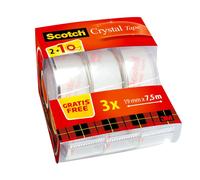 3M Scotch Crystal ruban adhésif Caddy Pack 2 rouleaux + 1 GRATUIT 19 mm x 7,5 m, tous les rouleaux sur dévidoir manuel x48 morceau