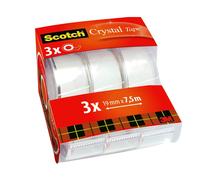 3M Scotch Crystal ruban adhésif Caddy Pack, 3 rouleaux en dévidoir manuel, 19 mm x 7,5 m x48 morceau