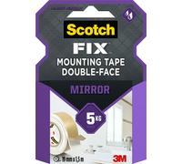 3M Scotch-Fix Bande de montage miroir 4496W-1915-P, 19 mm x 1,5 m, Tient jusqu'à 5 kg, 1 kg/15 cm x1 morceau