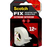 3M Scotch-Fix Extreme Ruban de montage intérieur PGS05-1918-MR, 19 mm x 1,8 m, Tient jusqu'à 12 kg, 1 kg/15 cm x1 morceau