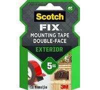 3M Scotch-Fix Ruban de montage extérieur 411-1915-P, 19mm x 1,5m, Tient jusqu'à 5 kg, 1 kg/30 cm x1 morceau