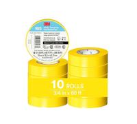 3M Temflex 10 rouleaux de ruban adhésif électrique en vinyle 165, jaune, 19 mm x 18 m