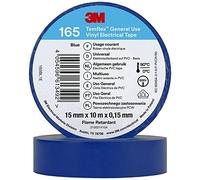 3M Temflex 165 Ruban isolant électrique en vinyle, bleu, 15 mm x 10 m, 0,15 mm x100 morceau