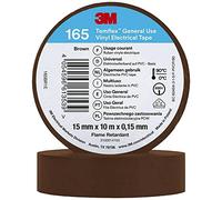 3M Ruban isolant électrique Temflex 165 – vinyle brun 15 mm x 10 m, 0,15 mm – 100 pièces