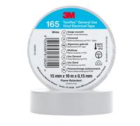 3M Temflex 165 Ruban électrique isolant en vinyle, blanc, 15 mm x 10 m, 0,15 mm x100 morceau
