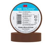 3M Temflex 165 Ruban électrique isolant en vinyle, brun, 19 mm x 25 m, 0,15 mm x100 morceau