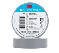 3M Temflex 165 Ruban électrique isolant en vinyle, gris, 15 mm x 10 m, 0,15 mm x100 morceau