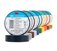 3M Temflex 165 Ruban isolant électrique en vinyle, arc-en-ciel, 1 rouleau de chaque couleur : noir, blanc, jaune, orange, rouge, vert, bleu, violet, gris, marron, 15 mm x 10 m, 0,15 mm x10 morceau