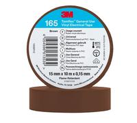 3M Temflex 165 Ruban isolant électrique en vinyle, brun, 15 mm x 10 m, 0,15 mm x100 morceau