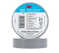 3M Temflex 165 Ruban isolant électrique en vinyle, gris, 19 mm x 20 m, 0,15 mm x100 morceau