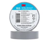 3M Temflex 165 Ruban isolant électrique en vinyle, gris, 19 mm x 25 m, 0,15 mm x100 morceau