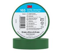 3M Temflex 165 Ruban isolant électrique en vinyle, vert, 19 mm x 25 m, 0,15 mm x100 morceau