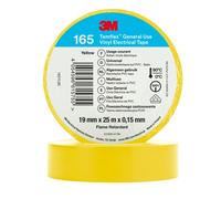 3M Temflex 165 Vinyle ruban électrique isolant, jaune, 19 mm x 25 m, 0,15 mm x100 morceau