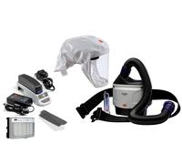 3M TR-315E+ Kit de démarrage Versaflo comprenant le TR-302E, les accessoires et la cagoule légère jetable 3M Versaflo S333SG avec support de tête intégré, gris, matériau robuste, ne crépitant pas et n