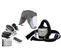 3M TR-315E+ Kit de démarrage Versaflo comprenant le TR-302E, les accessoires et la cagoule légère jetable 3M Versaflo S333LG avec support de tête intégré, gris, matériau robuste, ne crépitant pas et n