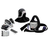 3M TR-315E+ Kit de démarrage Versaflo comprenant TR-302E, accessoires et casque de protection 3M Versaflo M407 avec couvre-cou et épaules difficilement inflammables et visière en polycarbonate, transp