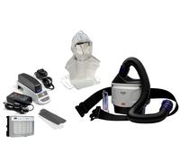 3M TR-315E+ Kit de démarrage Versaflo y compris TR-302E, accessoires et cagoule légère 3M Versaflo Premuim S855 Kit de démarrage y compris support de tête et collerette textile. Résistant aux produits