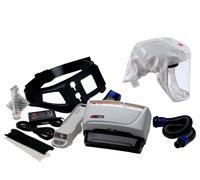3M TR-619+ Kit de démarrage Versaflo comprenant TR-602E, accessoires et cagoule légère jetable 3M Versaflo S133S, avec support de tête intégré, blanc, matériau textile universel, taille S/M - Matériau