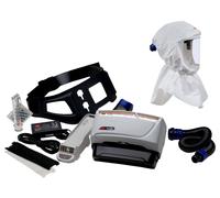3M TR-619+ Kit de démarrage Versaflo, y compris TR-602E, accessoires et cagoule légère 3M Versaflo Premium S655 Kit de démarrage, y compris support de tête et joint de cou textile, Matériau : Web 24 M