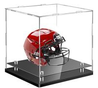 3MM Epaisse,Vitrine Acrylique, Vitrine Exposition Transparent, Casquette de Baseball Gants Casque de Football vitrine,Boîte d'affichage pour Lego (Base en Plastique Noir#, 40cm*32cm*32cm)