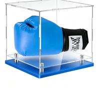 3MM Epaisse,Vitrine Acrylique, Vitrine Exposition Transparent, Casquette de Baseball Gants Casque de Football vitrine,Boîte d'affichage pour Lego (Blue, 33x20x25CM)