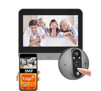3MP Smart Life Tuya 1080P WiFi porte cloche oeil judas caméra 5000mAh batterie PIR détecteur de mouvement IR Alexa Google Home visionneuse numérique Alexa Peephole