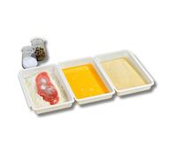 3PAGEN® Lot de 3 bols à paner avec 3 bols à paner 27 x 16 x 3,5 cm, pour viande, poisson et légumes, empilables, en plastique (blanc)