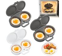 3PC Cuiseur Oeuf, Cuit Oeuf Micro Onde, Pocheuse à Oeufs Micro Onde, Moule à Vapeur Avec Couvercle, Antiadhésive Sans Huile, Facile à Nettoyer Pour Petitdéjeuner (Gris + Blanc)