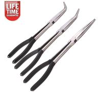 3pc Extra Large 27.9cm 275mm Long Nez Pince Set Droit Courbé Pointe Mécanique