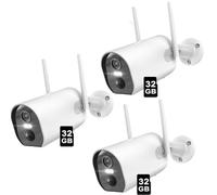 3pcs, 2K+ 3MP WLAN caméra de surveillance avec audio pour l'extérieur, 2,4/5GHz WiFi, 10m vision de nuit, détection de personnes/véhicules/animaux avec carte TF 32GB