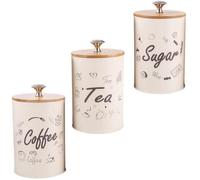 3Pcs Bidon Cuisine, Boite a Sucre Gateaux Metal, Pots en Métal Rustique Vintage Ferme Conteneur pour Farine Sucre Café Thé